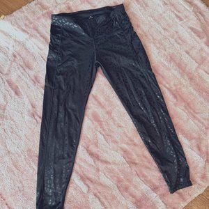 Black leopard print high waisted leggings